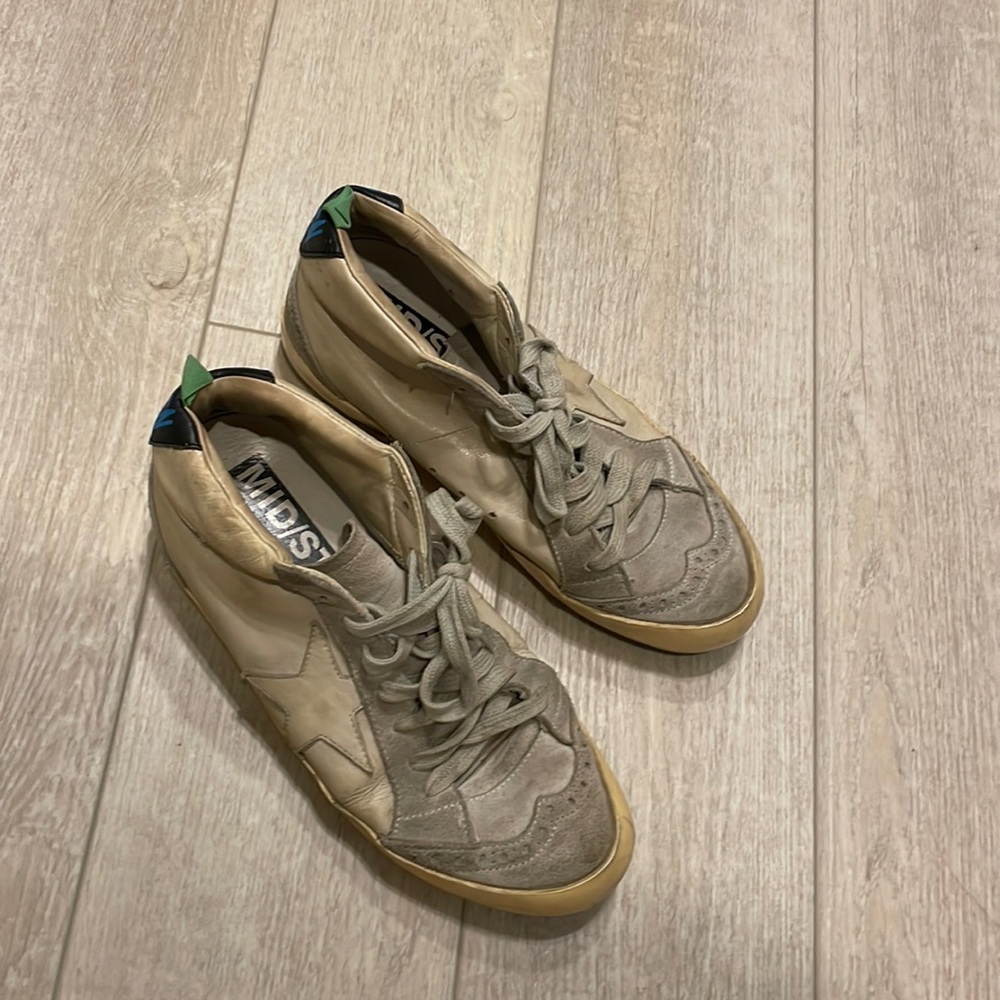 Golden Goose Suede Grey Midstar Sneakers High Mid Top Lace Up Neutral 36